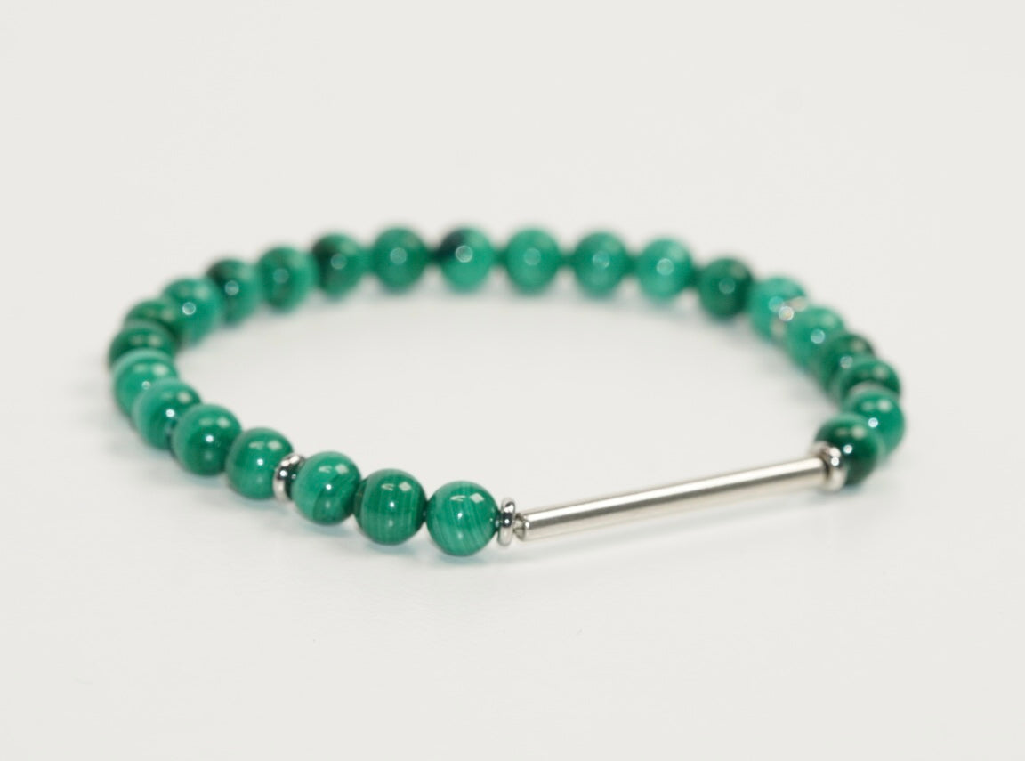 Malachit mit Silber/Gold-Schmuck