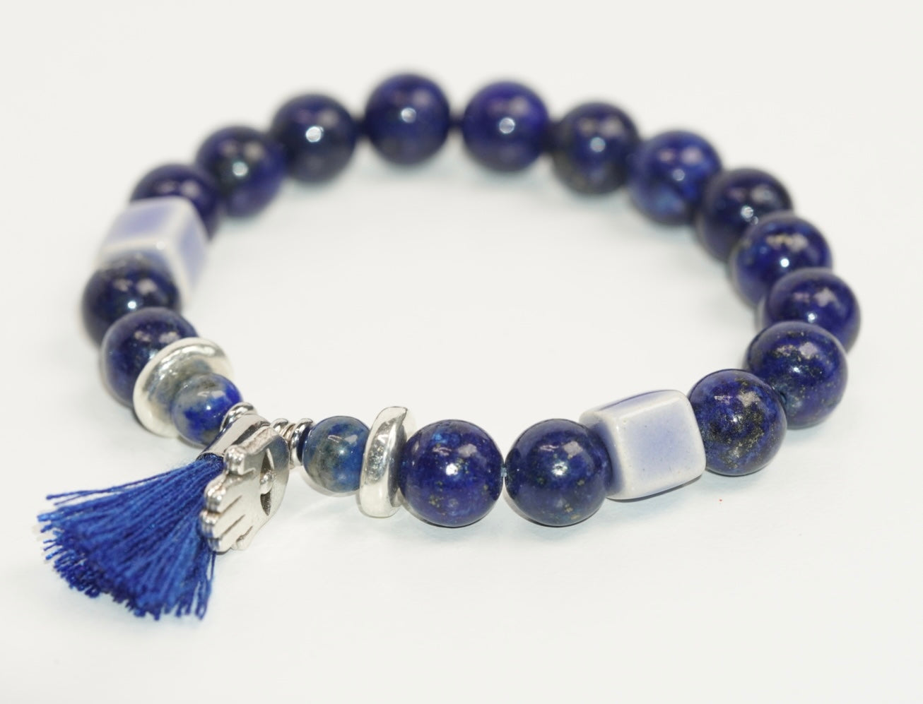 Lapislazuli mit Hand des Fatima/Silber