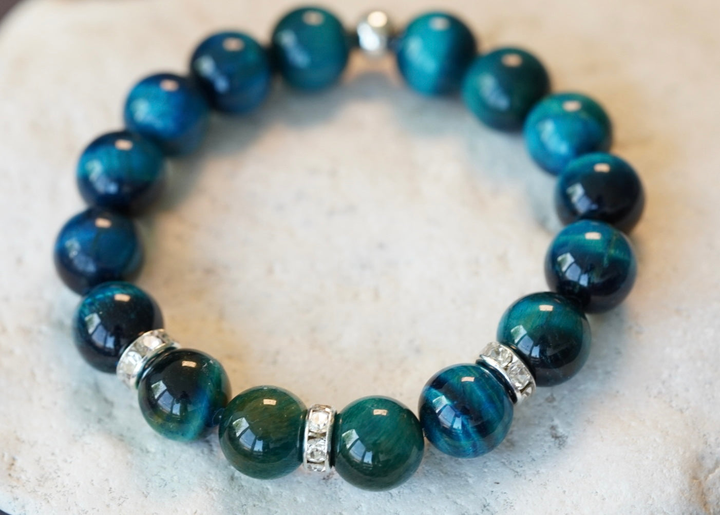 Türkis- Blaues Tigerauge Edelstein Armband 1cm