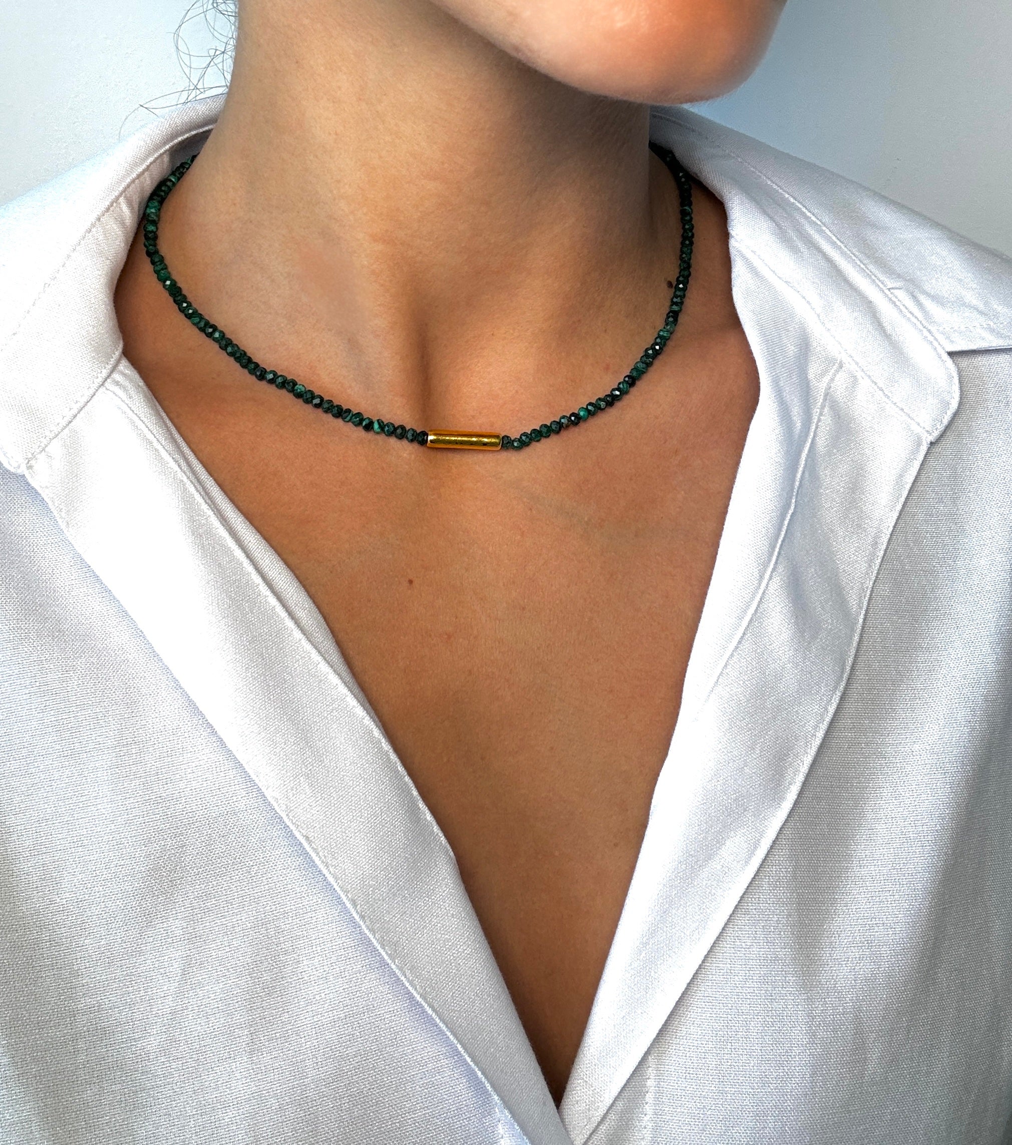 Malachite Kette 3mm Edelsteine