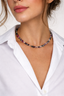 Gemstone necklace in 925 sterling silver – tourmaline, malachite & amethyst