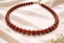 Red Jasper Choker Necklace – Natural 6mm Jasper Beads – 14K Gold Plated Clasp