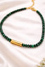 Malachite natural stone necklace 3mm – 18K gold plated 