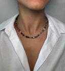 Edelstein Halskette – Turmalin, Malachit & Amethyst